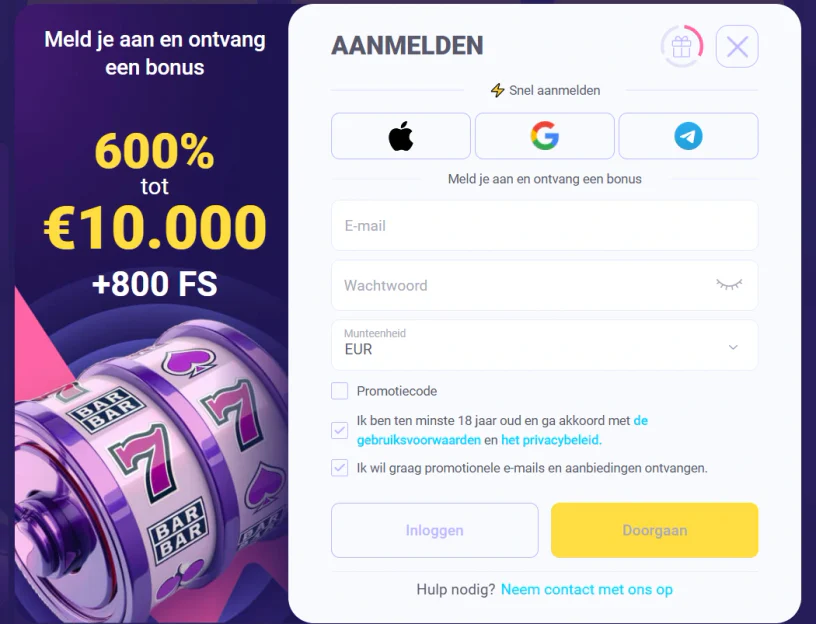 Eenvoudig en snel een account registreren bij Lalabet Casino